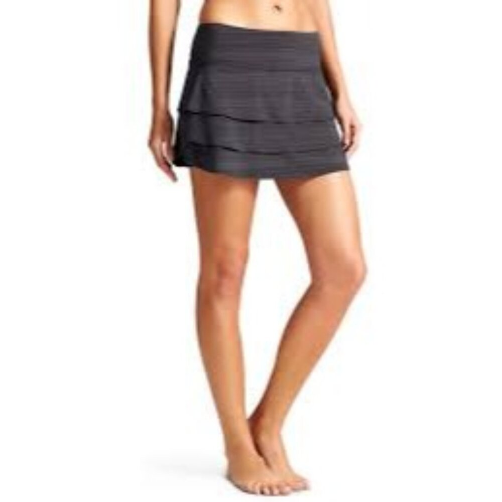 Athleta Stripe Swagger Skort Womens S Black Gray‎ Activewear Athletic Athleisure